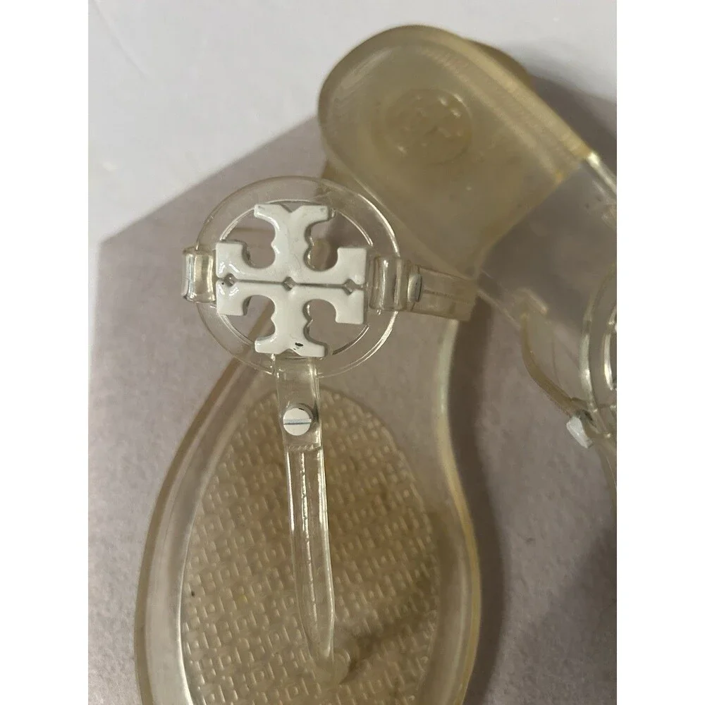 Tory Burch Mini Miller Clear Jelly With White Logo Womens Size 6